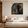 Elegantes Schachmotiv als Kunstwerk oder Wandbild in Schwarz Gold