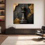 Elegantes Schachmotiv als Kunstwerk oder Wandbild in Schwarz Gold