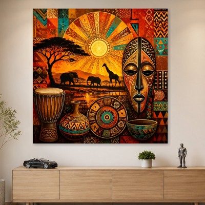 Afrikanisches Sonnenmotiv als Wandbild oder Kunstdruck