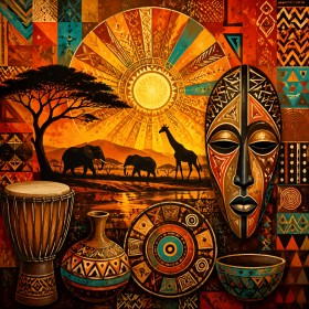 Afrikanisches Sonnenmotiv als Wandbild oder Kunstdruck Afrikanisches Sonnenmotiv als Wandbild oder Kunstdruck
