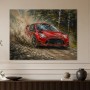 Rotes Rallye-Auto als Leinwand oder Acrylbild mit Dynamik
