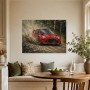 Rotes Rallye-Auto als Leinwand oder Acrylbild mit Dynamik