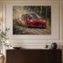 Rotes Rallye-Auto als Leinwand oder Acrylbild mit Dynamik