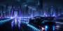 Futuristische Skyline auf Brücke, Acrylbild oder Fine Art Print