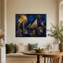 Ägyptische Wandbild oder Gallery Print in Blau und Gold
