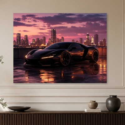 Sportwagen bei Abendlicht als Wandbild oder Fine Art Print