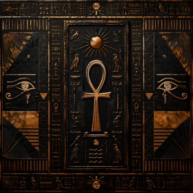Ägyptisch inspiriertes Wandbild und Kunstdruck mit Ankh-Symbol Ägyptisch inspiriertes Wandbild und Kunstdruck mit Ankh-Symbol