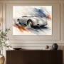 Klassischer Roadster als Leinwand oder Poster mit dynamischer Aquarelloptik
