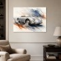 Klassischer Roadster als Leinwand oder Poster mit dynamischer Aquarelloptik