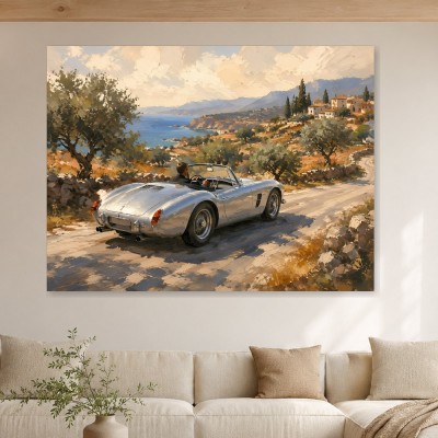 Klassischer Roadtrip am Meer, Leinwand oder Poster
