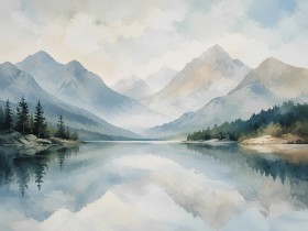 Bergsee in sanfter Weite, Leinwand oder Fine Art Print