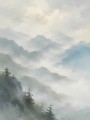 Neblige Berglandschaft als Wandbild oder Kunstdruck