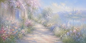 Pastellfarbener Gartenweg als Leinwandbild oder Poster Pastellfarbener Gartenweg als Leinwandbild oder Poster