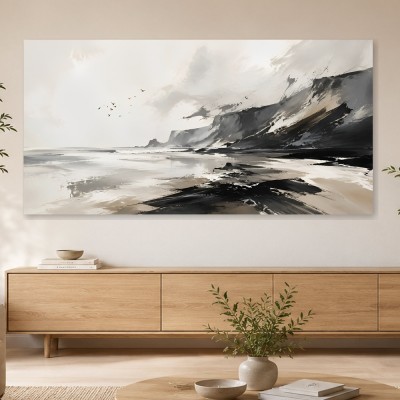 Küste in Schwarz und Weiß, Leinwand oder Fine Art Print