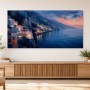 Mediterrane Küstenstadt bei Abendlicht als Wandbild oder Kunstdruck