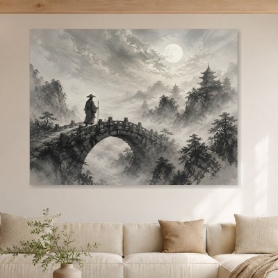 Morgennebel im Gebirge, Wandbild oder Kunstdruck
