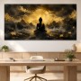 Meditative Buddha Wandbild oder Fine Art Print in Gold und Schwarz