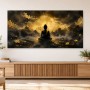 Meditative Buddha Wandbild oder Fine Art Print in Gold und Schwarz