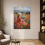 Malerin im Blumenfeld als Leinwandbild oder Poster