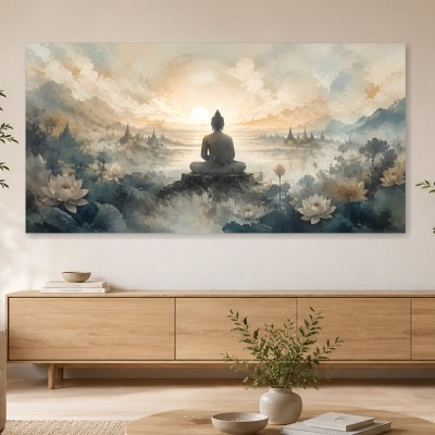 Meditative Buddha im Licht, Kunstwerk oder Wandbild
