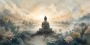 Meditative Buddha im Licht, Kunstwerk oder Wandbild