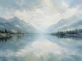 Stiller Bergsee als Leinwand oder Fine Art Print