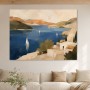 Mediterrane Küste mit Segelbooten, Leinwand oder Kunstdruck