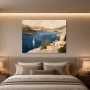 Mediterrane Küste mit Segelbooten, Leinwand oder Kunstdruck