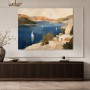 Mediterrane Küste mit Segelbooten, Leinwand oder Kunstdruck