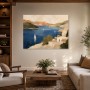Mediterrane Küste mit Segelbooten, Leinwand oder Kunstdruck