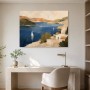 Mediterrane Küste mit Segelbooten, Leinwand oder Kunstdruck
