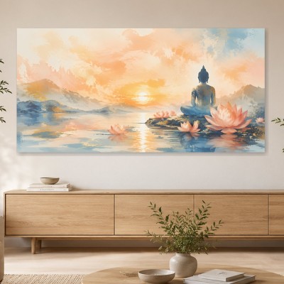 Meditativer Sonnenaufgang am See, Leinwand oder Kunstwerk