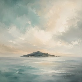 Pastellige Meereslandschaft als Leinwand oder Fine Art Print