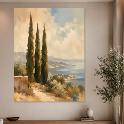 Mediterrane Küste als Leinwandbild oder Poster in sanften Farben