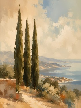 Mediterrane Küste als Leinwandbild oder Poster in sanften Farben