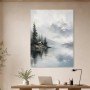 Nebliges Bergsee Panorama als Leinwand oder Fine Art Print