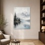 Nebliges Bergsee Panorama als Leinwand oder Fine Art Print