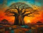 Baobab bei Sonnenuntergang als Wandbild oder Kunstdruck