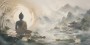 Meditativer Buddha am See, Leinwandbild oder Fine Art Print