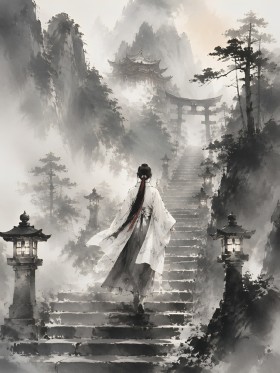 Mystischer Aufstieg in Nebel: Wandbild und Fine Art Print
