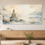 Meditative Buddha in Nebel und Lotus, Wandbild oder Acrylbild