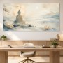 Meditative Buddha in Nebel und Lotus, Wandbild oder Acrylbild