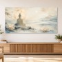 Meditative Buddha in Nebel und Lotus, Wandbild oder Acrylbild