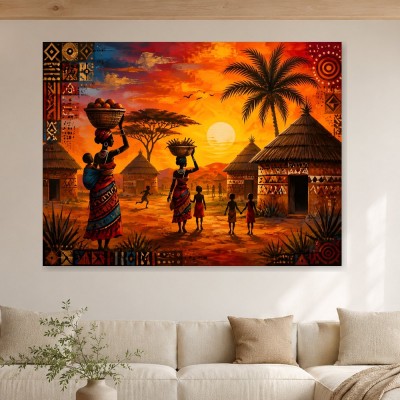 Afrikanisches Sonnenuntergangs-Motiv als Leinwand oder Kunstdruck