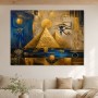 Ägyptische Pyramiden in Gold und Blau, Wandbild oder Kunstdruck