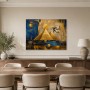 Ägyptische Pyramiden in Gold und Blau, Wandbild oder Kunstdruck