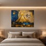 Ägyptische Pyramiden in Gold und Blau, Wandbild oder Kunstdruck