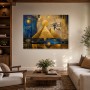 Ägyptische Pyramiden in Gold und Blau, Wandbild oder Kunstdruck
