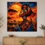Afrikanische Porträtkunst mit Savanne, Leinwand oder Acrylbild