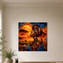 Afrikanische Porträtkunst mit Savanne, Leinwand oder Acrylbild